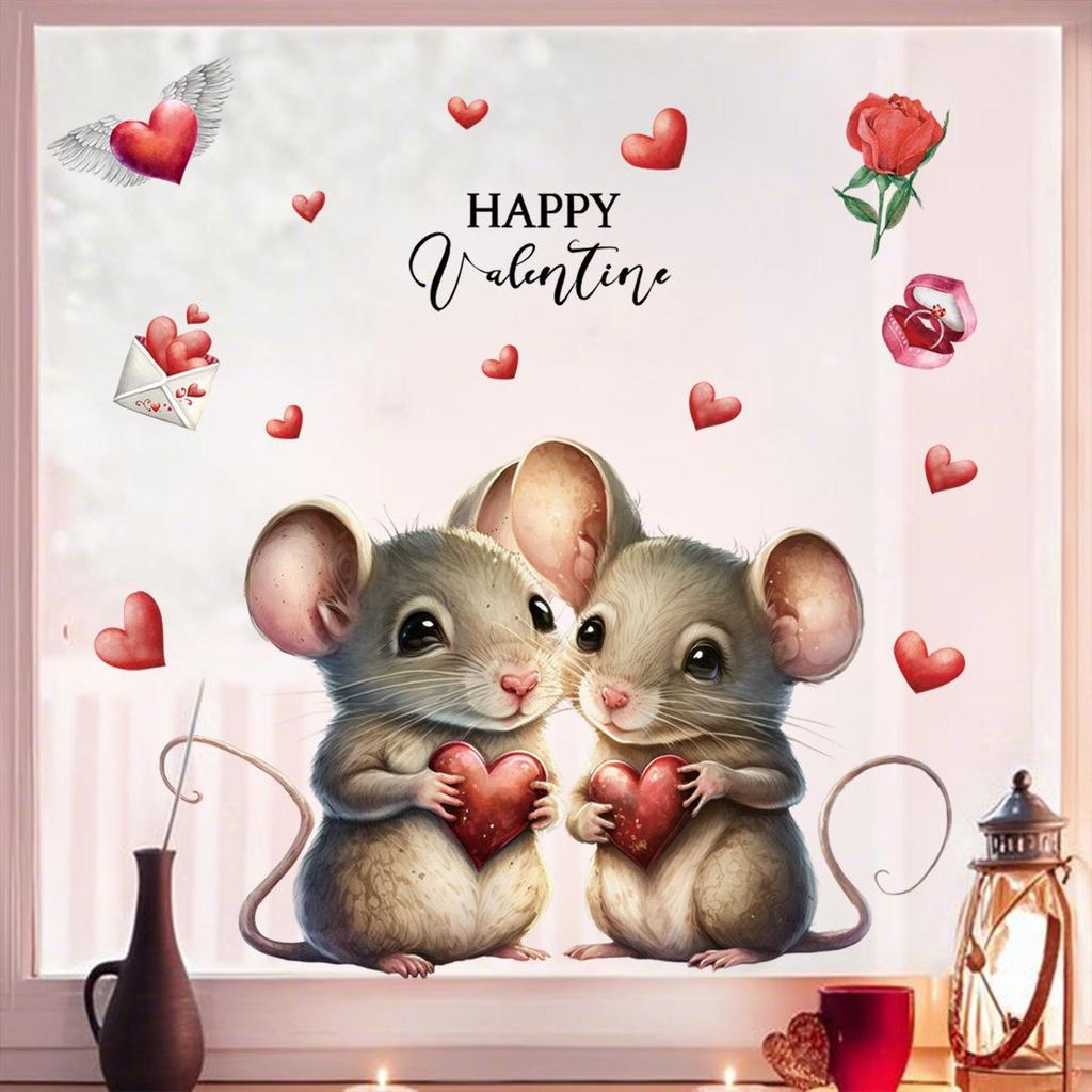 Valentine's Day Heart Electrostatic Window Stickers - New Style for Shops and Parties