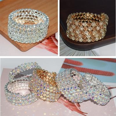 Pour Femmes Bijoux de Mariée Cinq Rangées Bracelets Bangles de Mariage Bracelets en Cristal Main Poignet Bracel