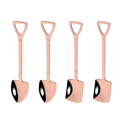 4-delige Rose Servies Bestekset Roestvrij Staal Koffielepel Retro Schop Lepel voor IJs Dessert Creatieve Theelepel Bestek Bar Tool