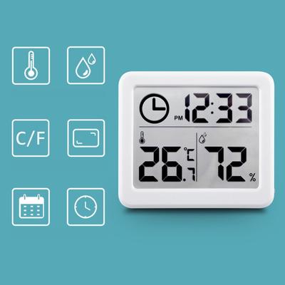 Thermohygrometer Ultra-thin Simple Smart Home Electronic Digital Thermometer Hygrometer LCD Digital Wall Clock