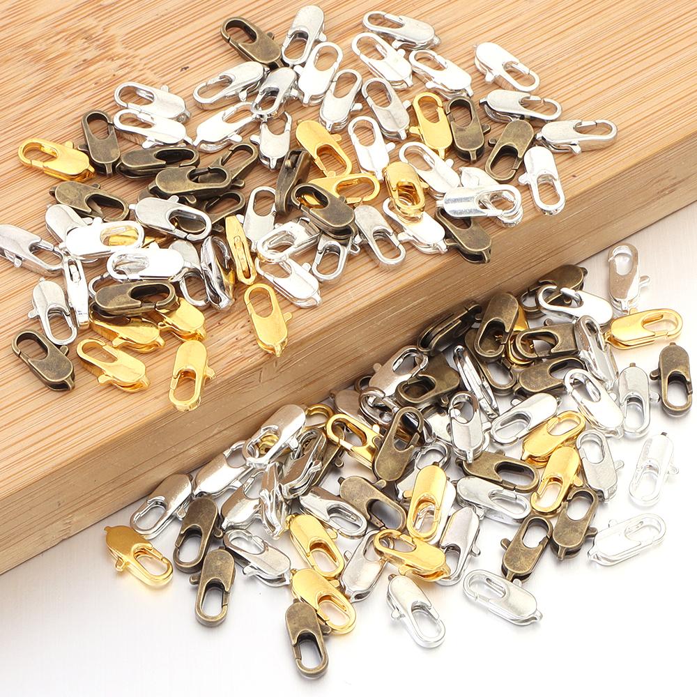50Pcs/lot Copper Alloy Lobster Clasp Hooks 12x5mm Flat Snap Clasps For Jewelry Making Supplies DIY Necklace Key Chain Wholesale