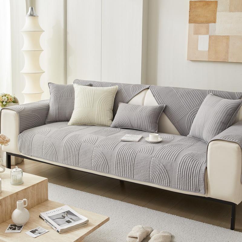 Cream Wind Advanced Sofa Cushion  New Autumn And Winter Milk Fleece Seat Cushion Fixed Non-Slip Sofa Cover Cover Cloth