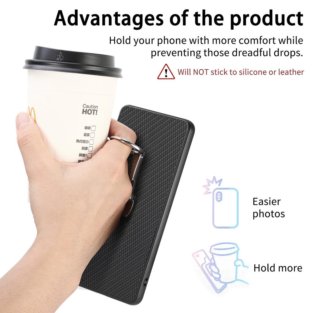 CASENEO C1-19 for Xiaomi 15T Case Folding Kickstand Leather Back Cover Carbon Fiber Texture