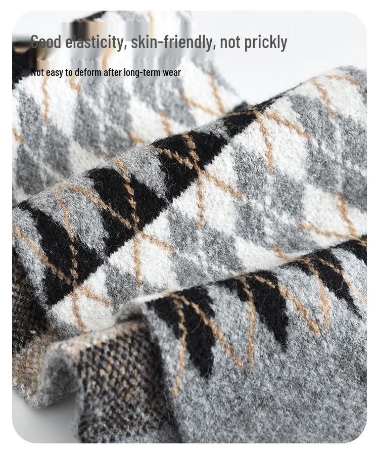 Kids' Diamond Knit Scarf - Parent-Child Style, Warm & Windproof for Autumn/Winter Korean Style.