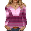 Women's Fashionable Casual V-neck Blouse Button Long-sleeved Pullover T-shirt Top