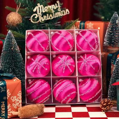 9Pcs 8CM Christmas Balls Christmas Tree Ornaments Hanging Xmas Tree Ball Pendants Party Home Decor New Year Navidad Decor