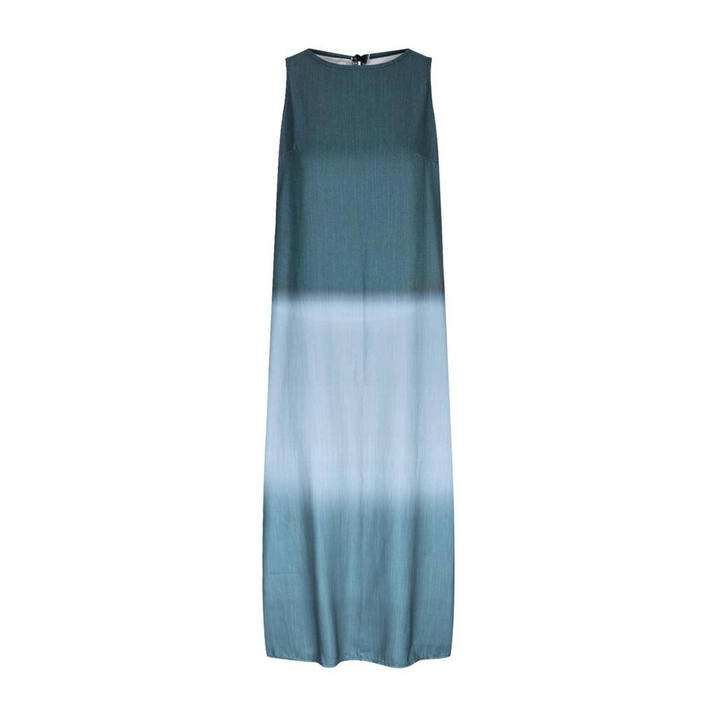 Women's Gradient Sleeveless Tank Dress Split Hem Loose Fit Summer Crewneck Flowy Casual Beach Dresses