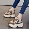Fashion 8cm Genuine Leather Winter Vulcanized Sneakers Women Autumn Platform Wedge Ankle Booties Spring Lace Up Hidden Heels Shoes
