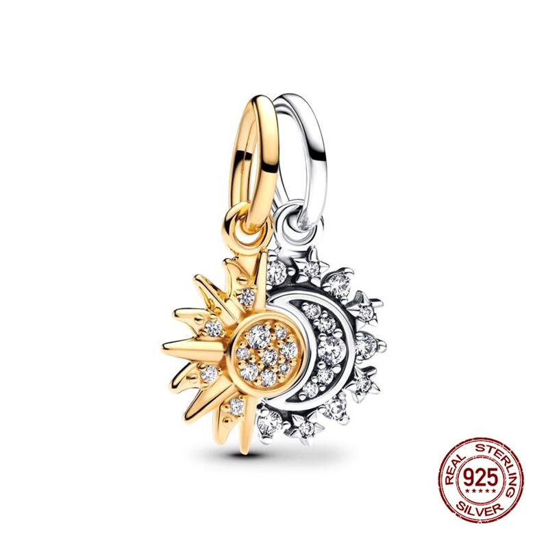 Charmscopper Splittable Sun & Moon Dangle Charms Beads Fits 3Mm Original Bracelet Necklace Womens Diy Fine Jewelry Gift