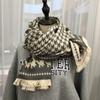 Qiandongge winter thickened imitation cashmere fringed scarf warm dual-purpose long shawl knitted fashion scarf