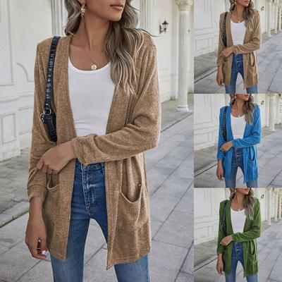 Women's New Loose Casual Thin Cardigan Solid Color Pocket Long Sleeve Jacket