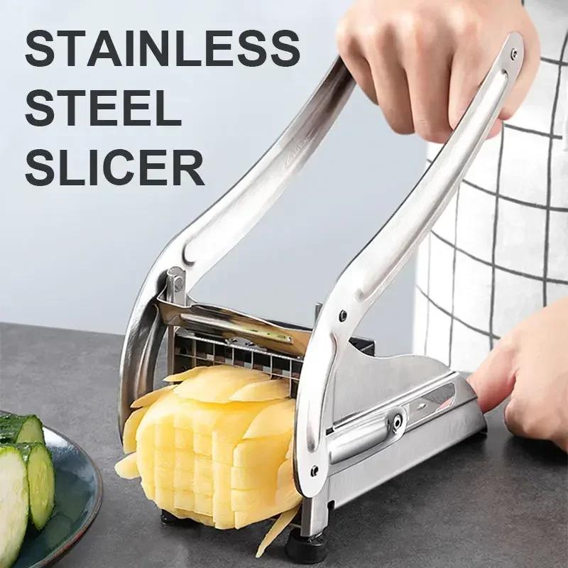 1 Stück Edelstahlschneidemaschine Gemüseschneidemaschine Kartoffelschneider Pommes-Schneidemaschine, Lebensmittelzerkleinerer