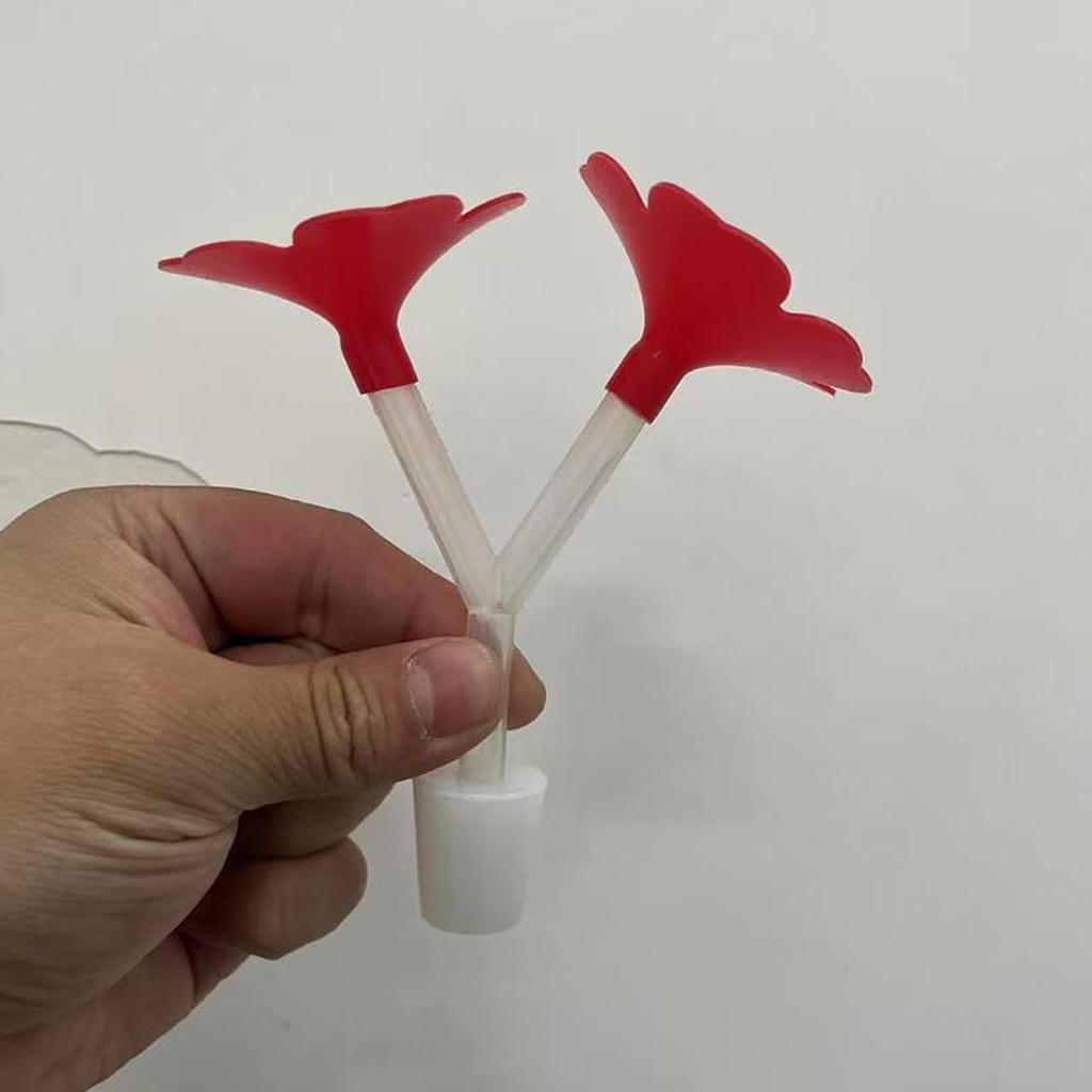 Packung mit 3 Y-förmigen Kolibrifutterspendern, Kunststoff-Blumenfutterauslass für den Außengarten, Vogeltränke, zieht Wildvögel an