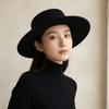 Solid Color Hepburn Style Bucket Hat British Style Women Jazz Hat Wide Brim Felt Hat  Ladies