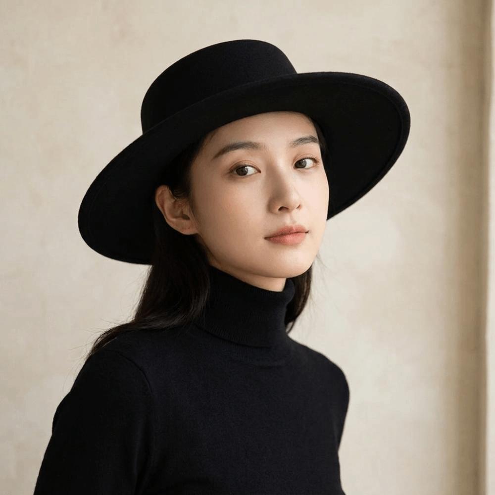 Solid Color Hepburn Style Bucket Hat British Style Women Jazz Hat Wide Brim Felt Hat  Ladies