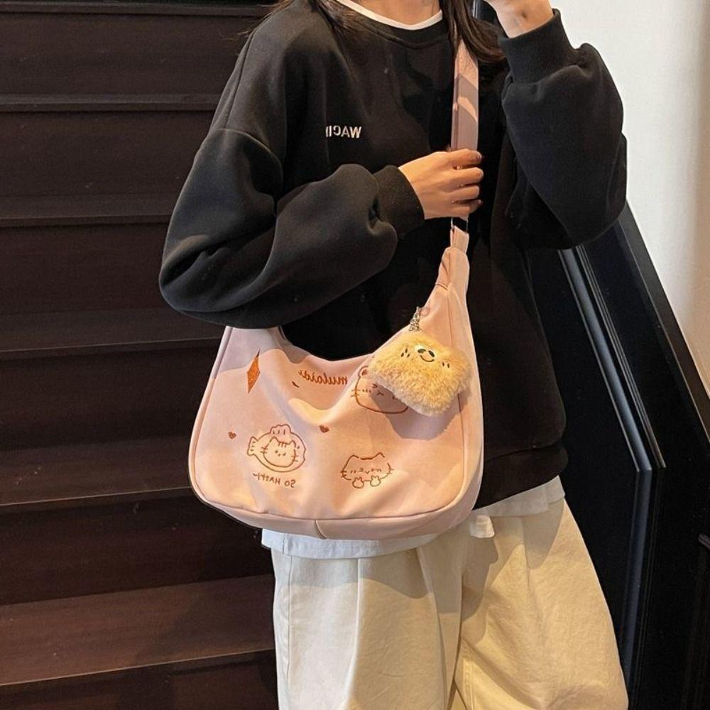 Large Capacity Cute Cat Shoulder Bag New Trendy Cartoon Commuting Bag  Students