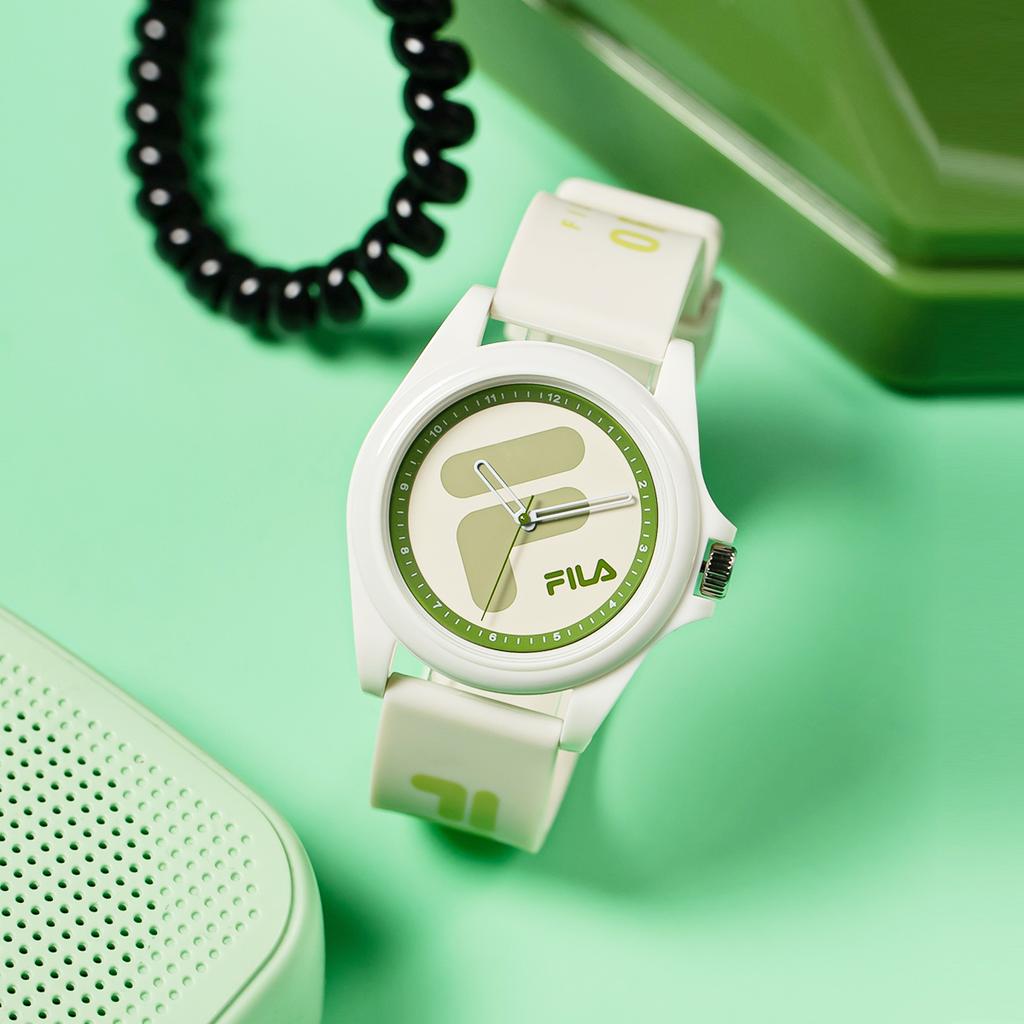 FILA Dream Castle Series Monet Green Watch Quartz Movement Silicone Strap Beige Dial Unisex Sports Jelly Watch Unisex watches 46FLM38-6568-003F