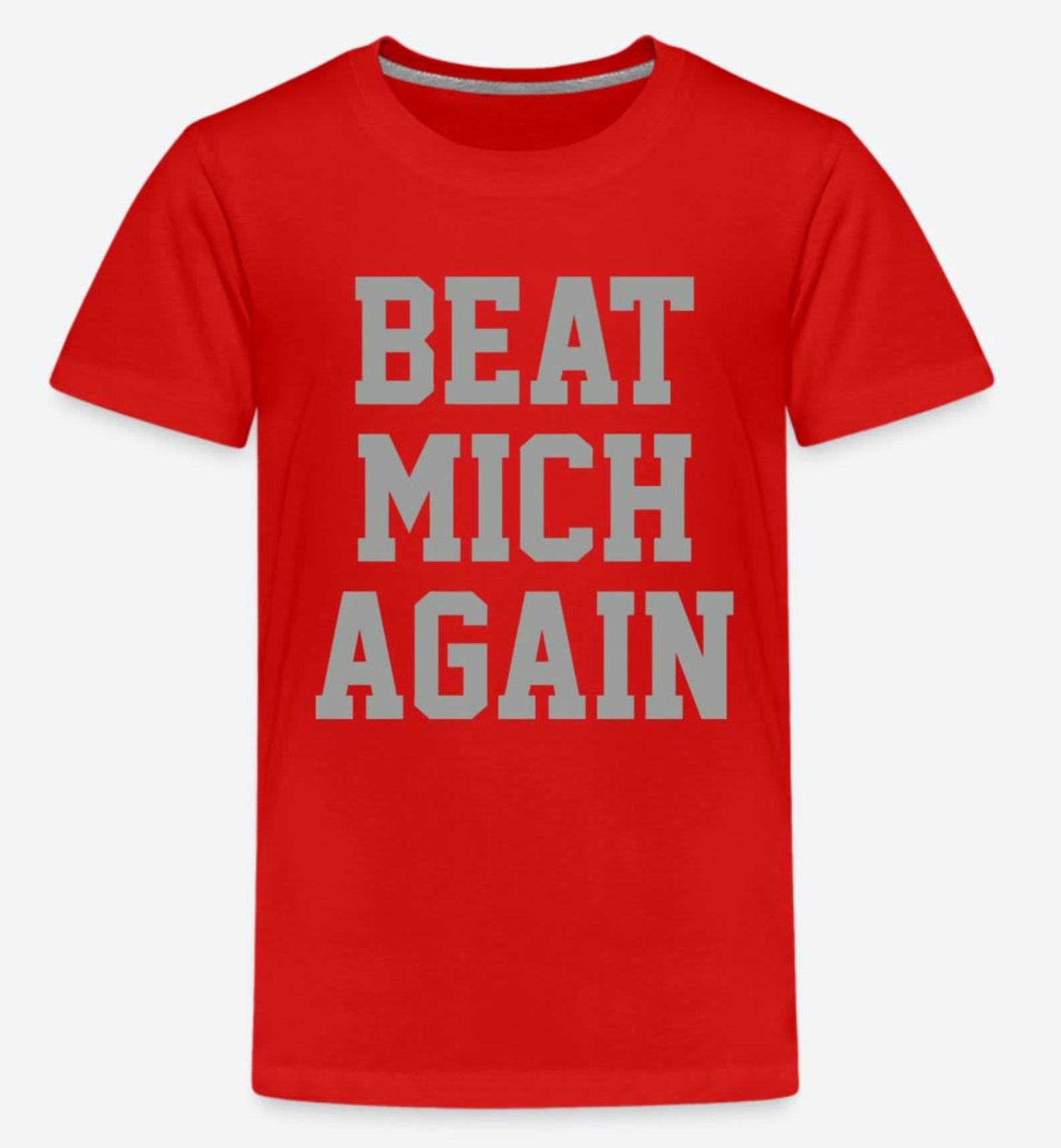 Beat Mich Again Children s T-Shirt Design - Red Shirt with Grey Print L