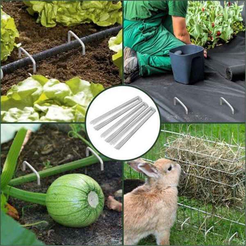A25F-U-Shaped Nails Landscape Staples Galvanized 180-Pack For Garden Lawn For Weed Control Fabric Ground Stakes