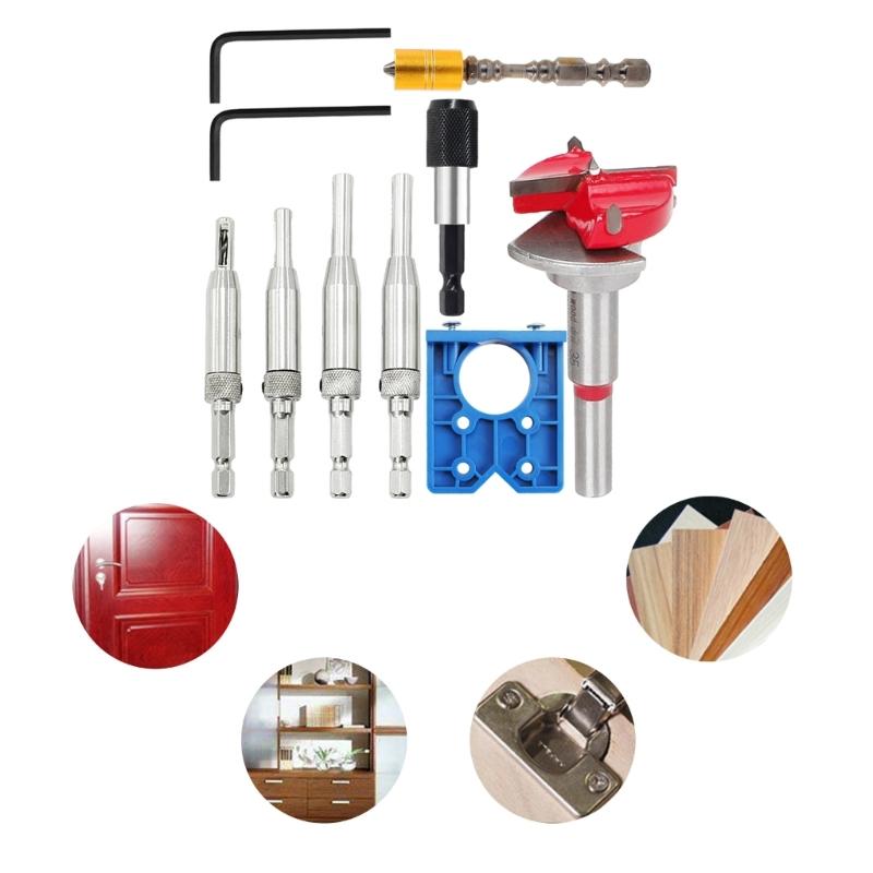 8 Pcs Hinge Drilling Template Woodworking Door Lock Hinge Drill Pots  Hinge Template Set for Cabinet Door Installation