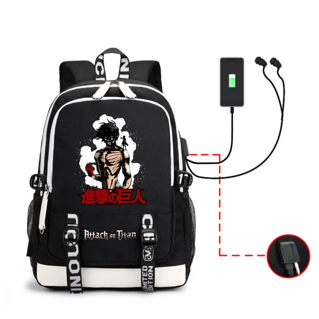 Anime Backpack Outdoor Male And Female Students Headphones Schoolbag Usb Backpack