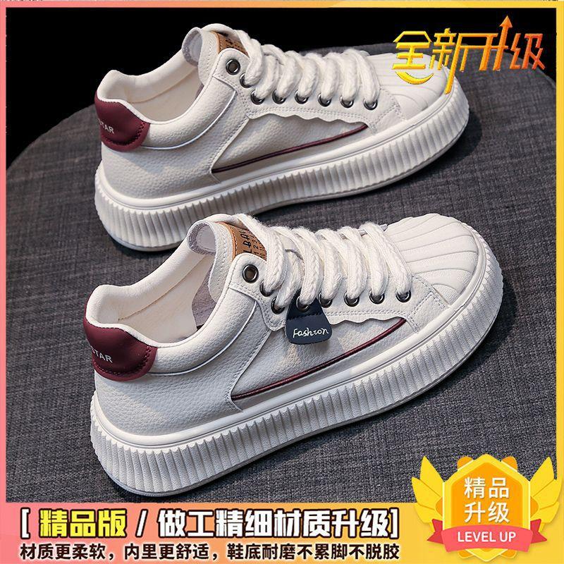 

Autumn women s shoes 2025 popular new niche popular shell head white shoes platform versatile sports board shoes high top 35 красный