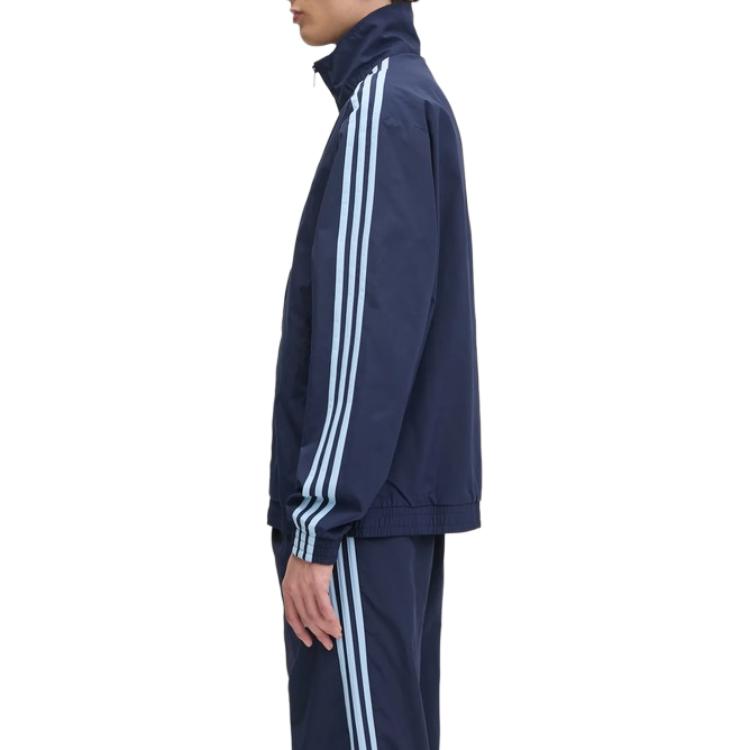 adidas Originals Logo Loose Fit Stand Collar Zip Long Sleeve Jacket Men Jacket Navy-Blue JP1253