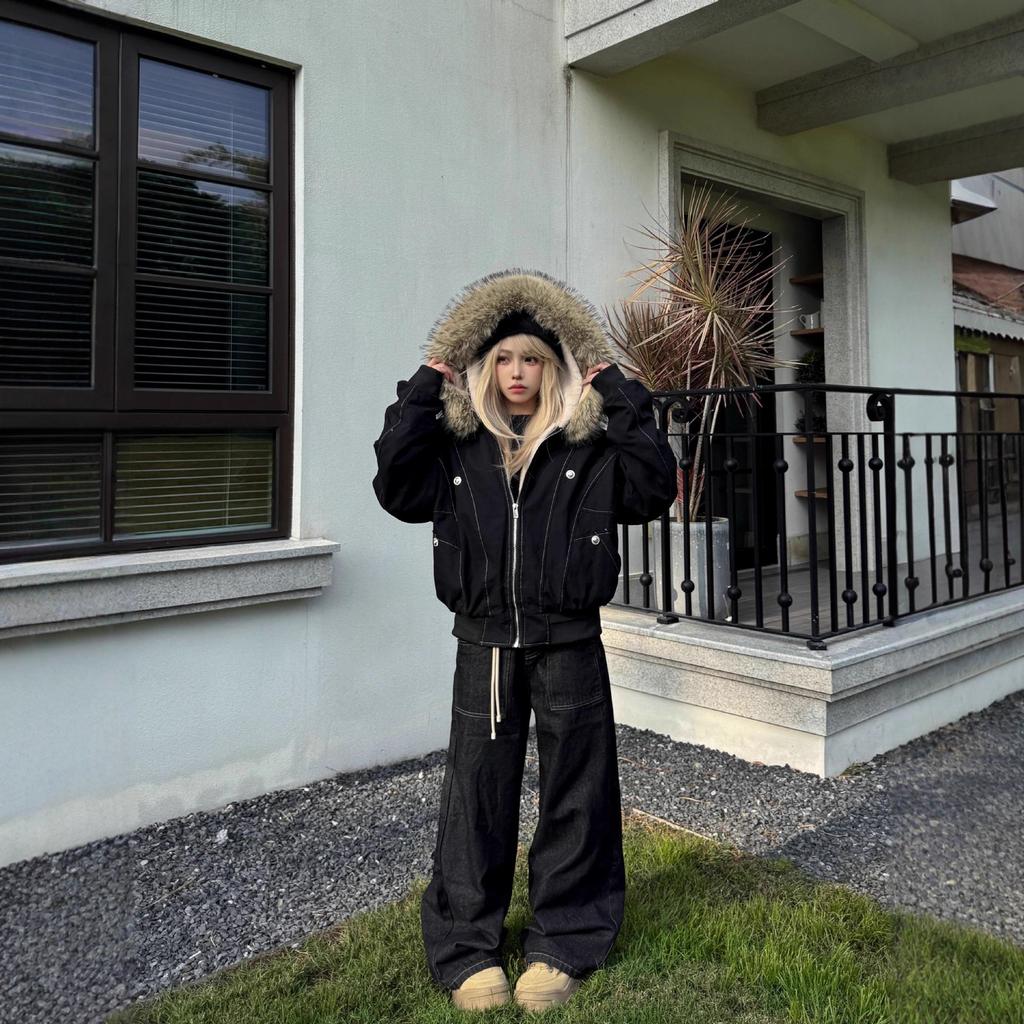 Chaquetas de Otoño e Invierno para Mujer Parkas Abrigo Vintage Acolchado de Vellón Grueso Cálido Chaquetas Streetwear Harajuku Hip Hop Ropa Exterior