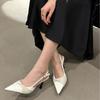 French Wrinkled High Heels Women's 2025 Spring and Summer New Rear Empty Thin Heels Light Mouth Sandals Temperament Socialite Style Single Shoes