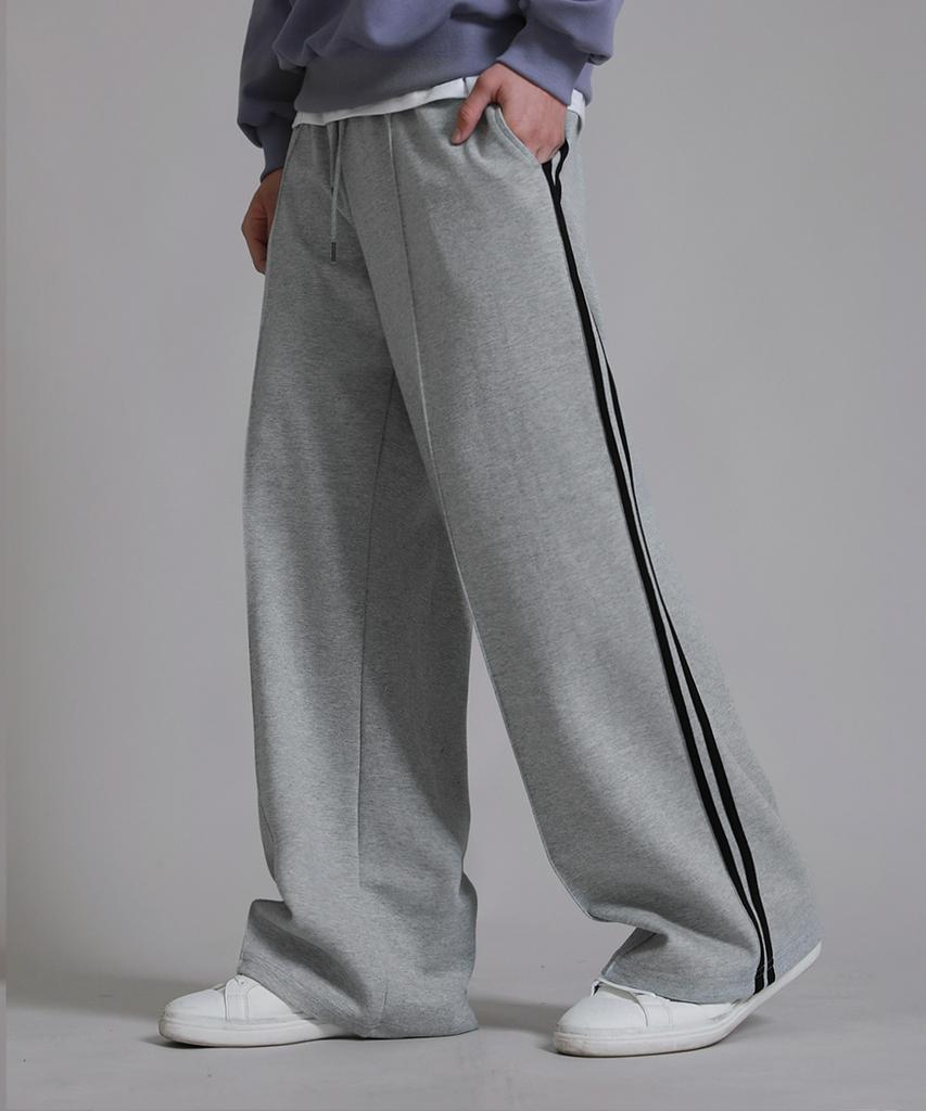 LIKE THE MOST Training Pinstripe Track Wide Pants_Gray