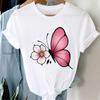 (Asian Size) Lovely Butterfly Trend Short Sleeve T-shirts Casual Clothing Printed Female Top T Shirt O-neck Lady Fashion Women Graphic Tee