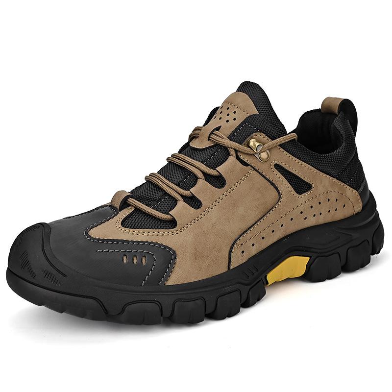 Men's Shoes New Autumn Soft Bottom Non-Slip Authentic Leather Toe Box Work Shoes Low-Top Lace-up Thick Bottom Outdoor Casual Shoes