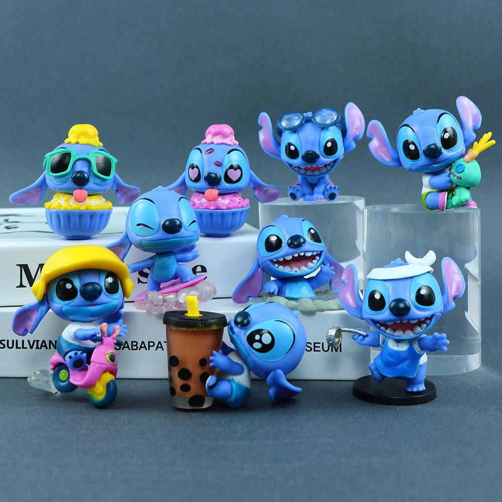 

9Pcs Stitch Life Scenes Collection Line Animation Figure Figure Miniature Decoration Collector Playthings Present