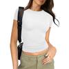 Dame Sommer Basic Slim Fit Topper Kortermet Hals Tettsittende T-skjorter