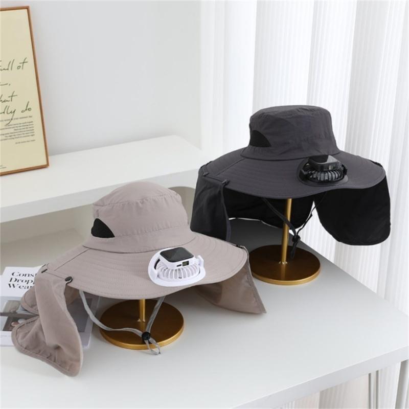Rechargeable Sun Hat With 3 Speed Fan Sun Protection For Men Women Fishing Gardening Wide Brims Foldable Outdoor Caps