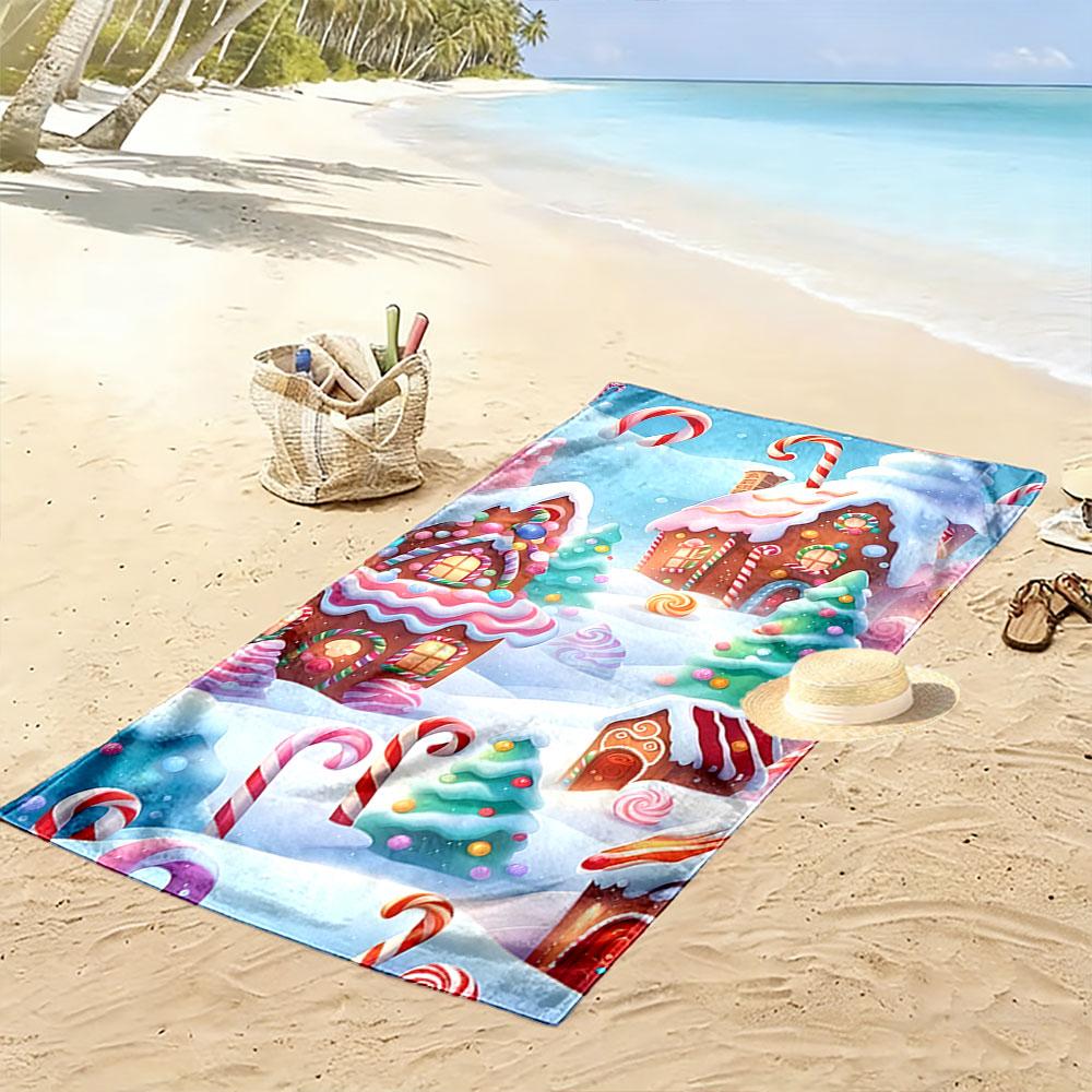 Whimsical candy wonderland Print beach towel, quick drying, suitable for travel, outdoor sports, jogging, the beach and swimming, gift