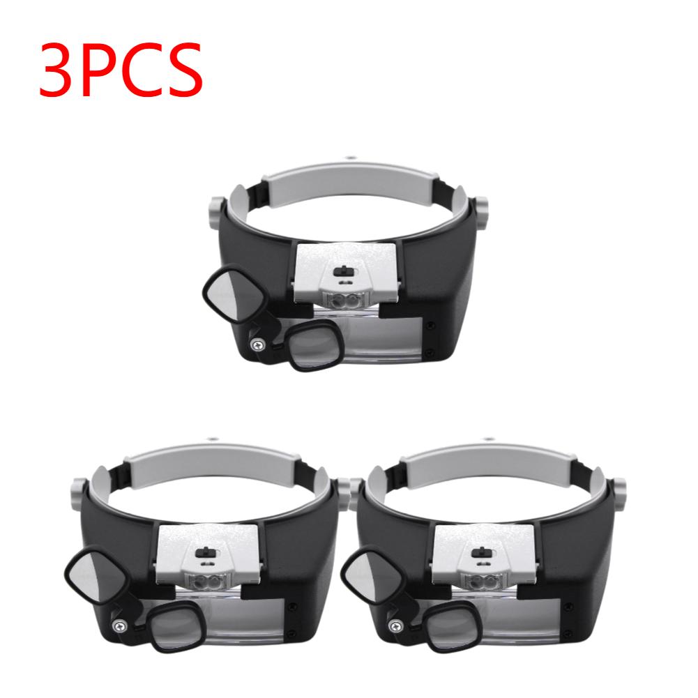 1.5X 1.5X 6X 8X Headband Glasses Magnifying Adjustable 2 LED Light Magnifier Loupe Glasses for Reading Magnifier Illuminated