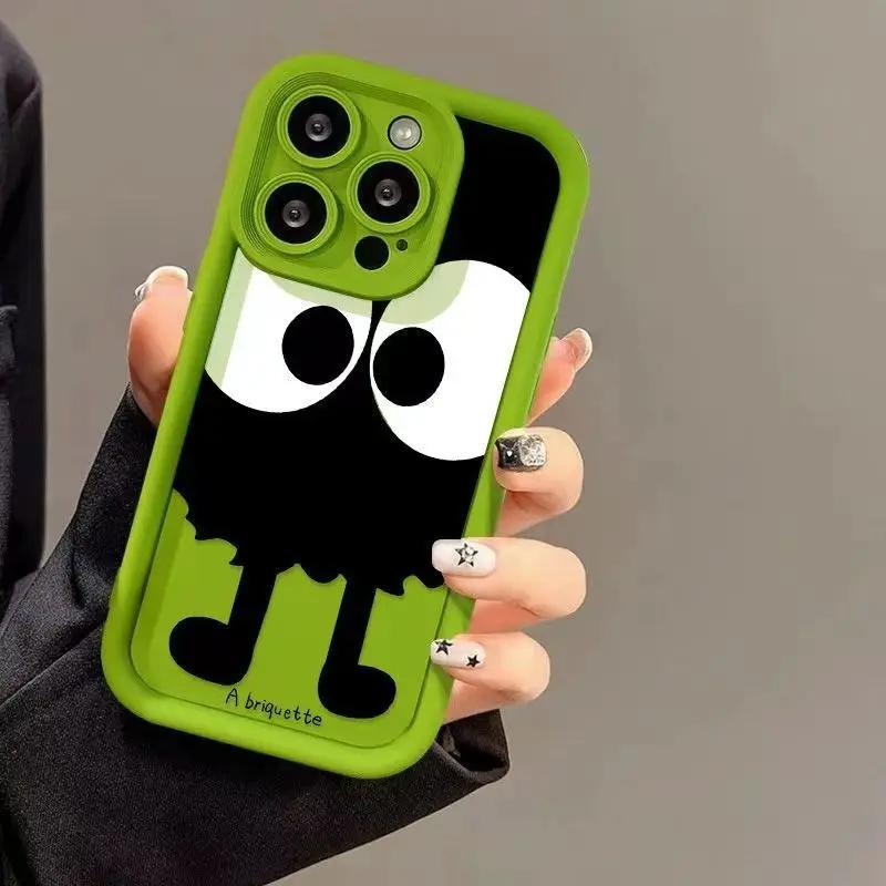 Cartoon Big Eyes Phone Case For iPhone 15 14 11 12 13 Pro Max X XR XS Max 7 8 14 15 Plus SE2020 Luxury Matte Soft Silicone Cover