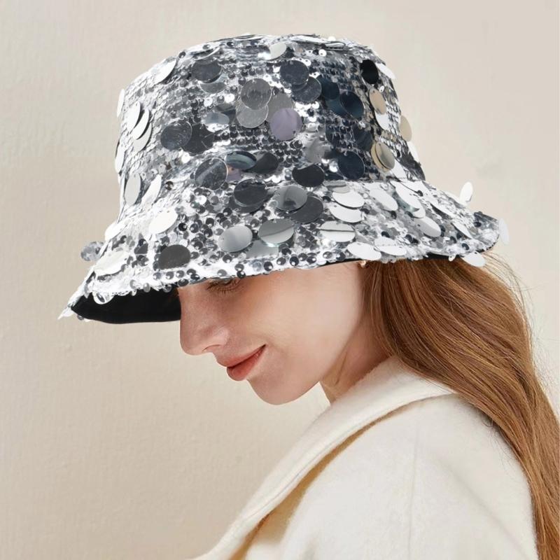 Glitzernde Sonnenpailletten Hut Unisex Outdoor Fischerhut Leichter Eimerhut zum Angeln und für Outdoor-Mode