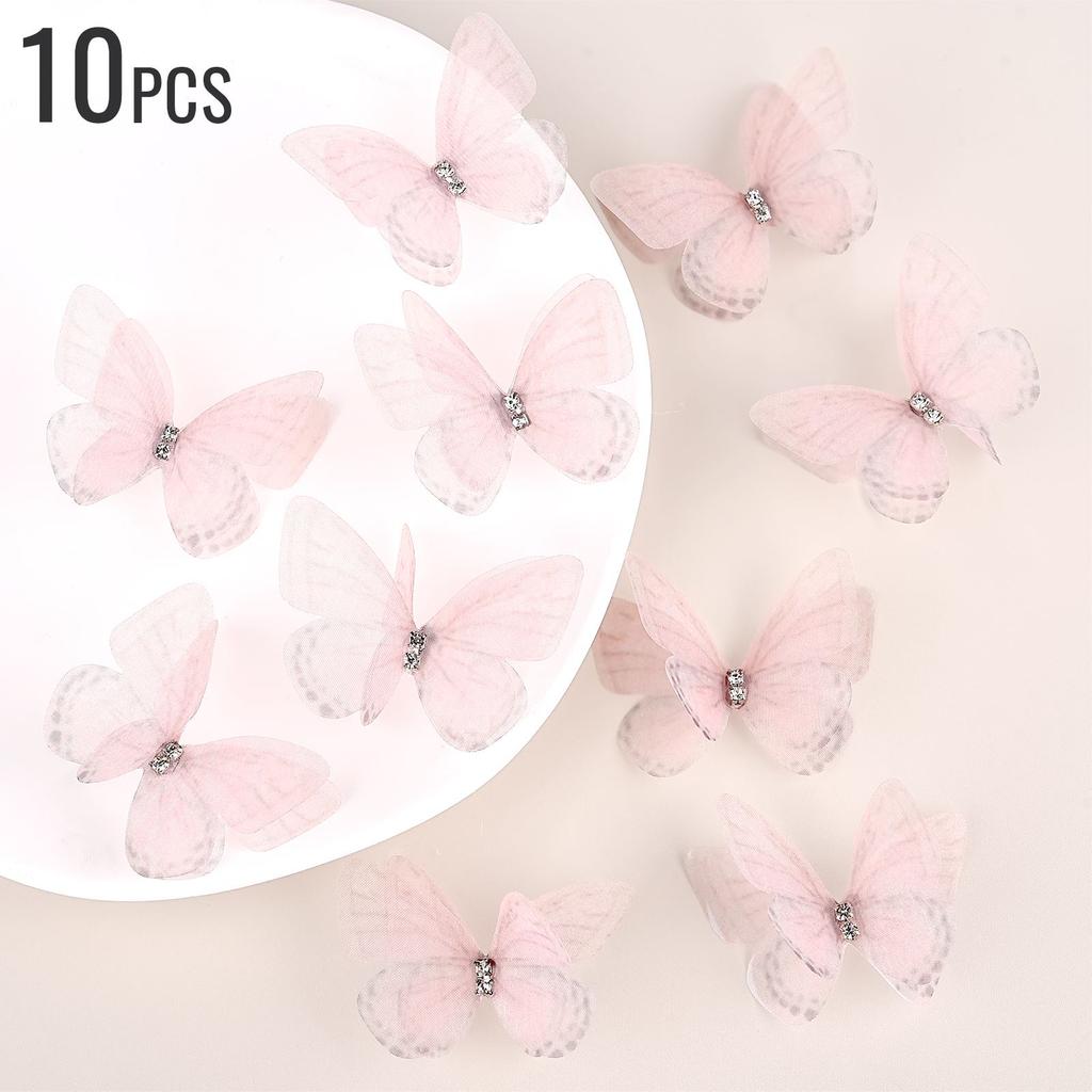 10pcs/Lot 5cm Double Layer Lace 3D Butterfly Applique Simulation Mesh For Handmade Clothes Nail Hair Clip Wedding Decoration
