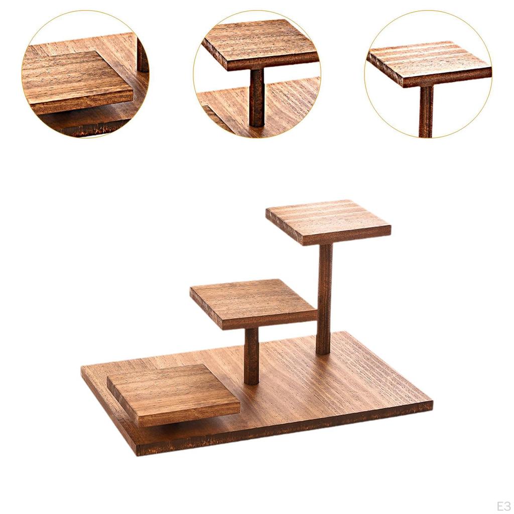 Wood Cake Stand Cupcake Tower Countertop Display Shelf Lightweight Sturdy Tiered Wooden Plant