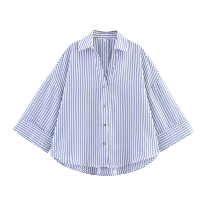 Kaslead New Arrival Women's Fashion Style Fashion All-Match Minimalist Blended Wide Sleeve Shirt 2363801