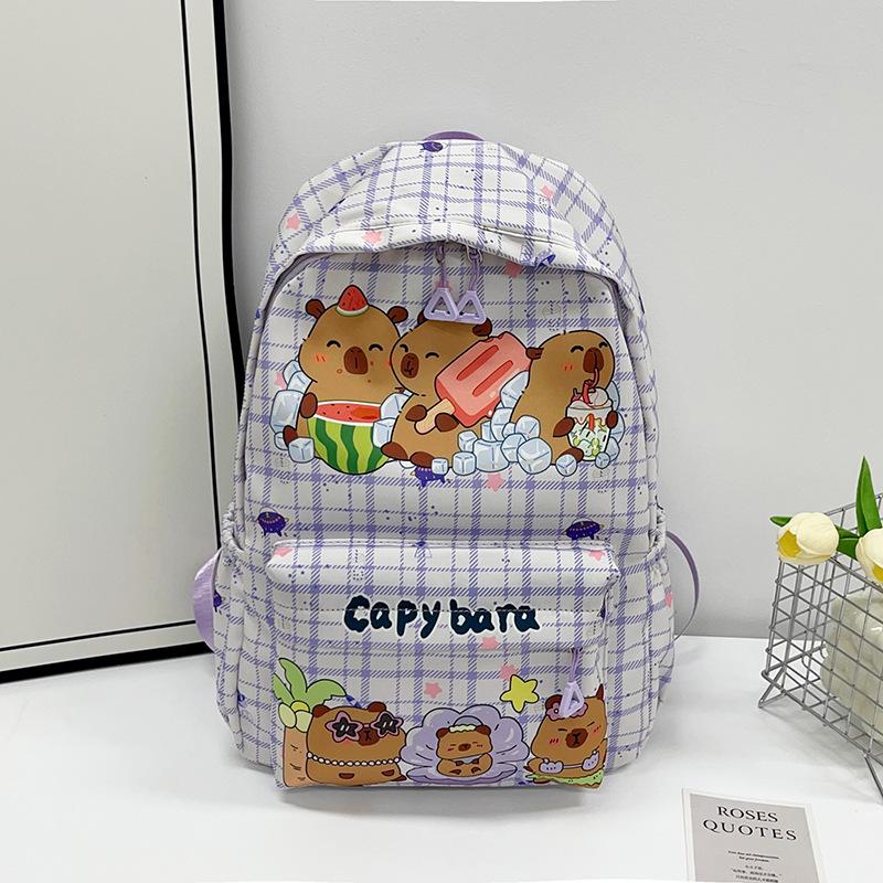 School Bag Female New Cartoon Primary and Secondary School Students Cute Backpack Printed Capybara Student Bag