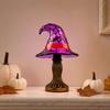 Halloweenový čarodějnický klobouk Stolní lampa, USB vitrážová čarodějnická klobouková lampa, Vintage gotický kouzelnický klobouk Dekorativní noční světlo pro domov, ložnici