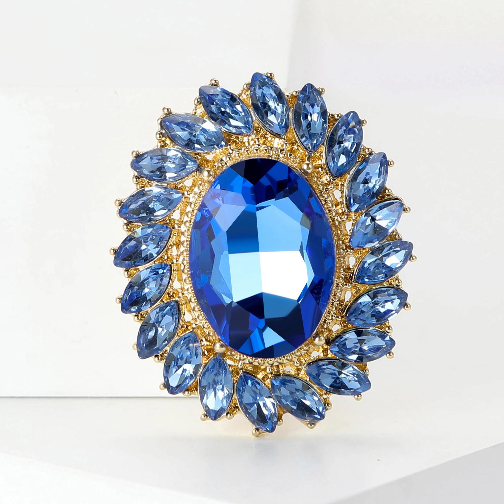 

Crystal Oval Sunflower Brooches for Women Unisex 5-color Botanical Flower Pins Office Party Friend Gifts Accessories