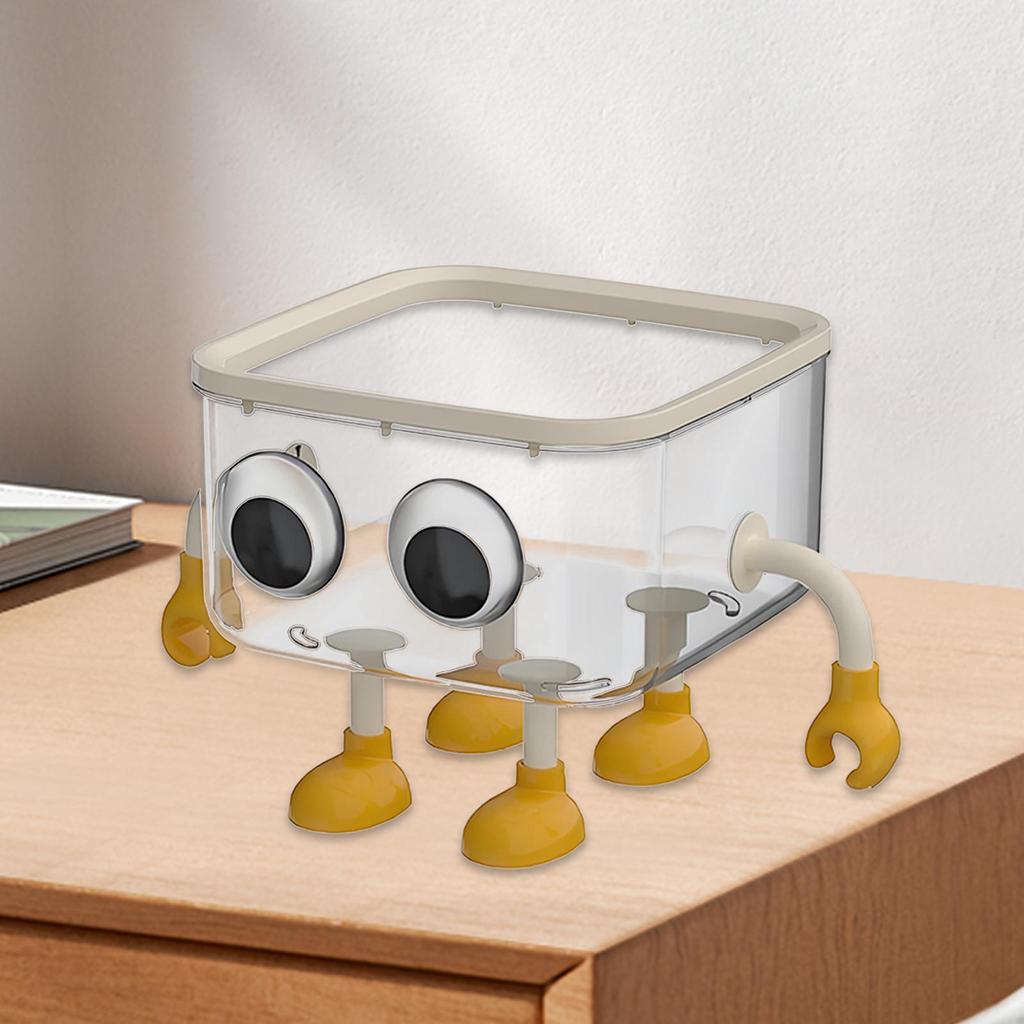 Desktop Trash Can with Lid Garbage Waste Bin Organizer Bedroom Office Desk Storage Box Transparent Durable Plastic Home Supplies