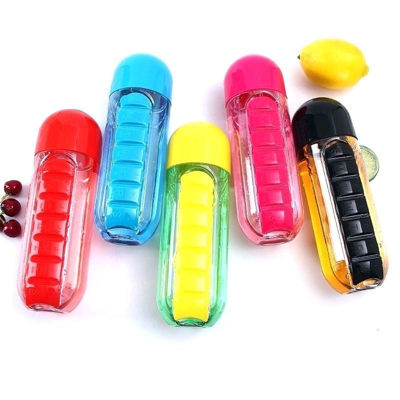 600ml Box Medicine Water Cup Multifunctional Outdoor Travel Mug Material Pc