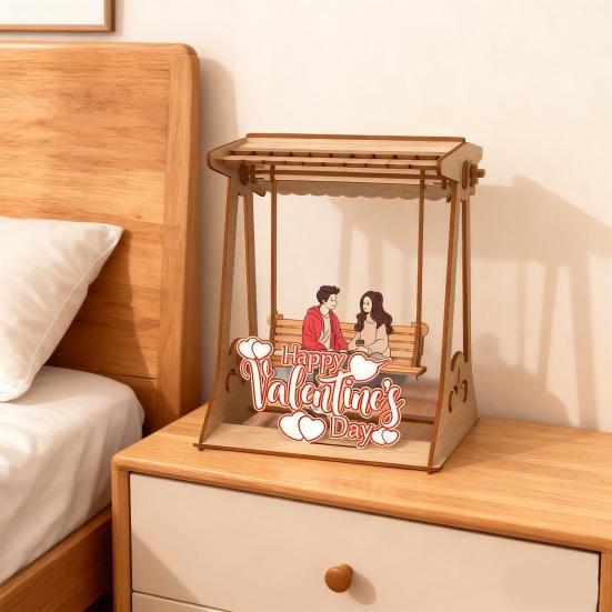 Swing Chair Couple Ornament Farmhouse Rustic Handmade Couple Table Sign Valentine's Day Anniversary Home Office Desktop Decoration