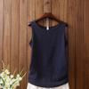 Canottiera Estiva in Cotone e Lino Donna Maglia di Base in Lino T-shirt Senza Maniche Capo Esterno Taglia Grande