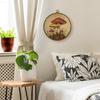 Qskjre Vintage Mushroom Wall Art Decor, Cottagecore Rustic Mushroom Floral Round Wood Framed Canvas Picture Wall Art, Fall Botanical Hanging Prints